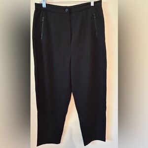 Chaus Sport VTG 90s Black Trousers Pants Career Wide Leg  Zip Pockets‎ Size 14